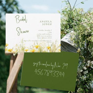 Yellow Floral &Green Modern Bridal Shower Invitations
