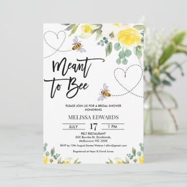 Yellow Floral Meant to Bee Bridal Shower Invitations