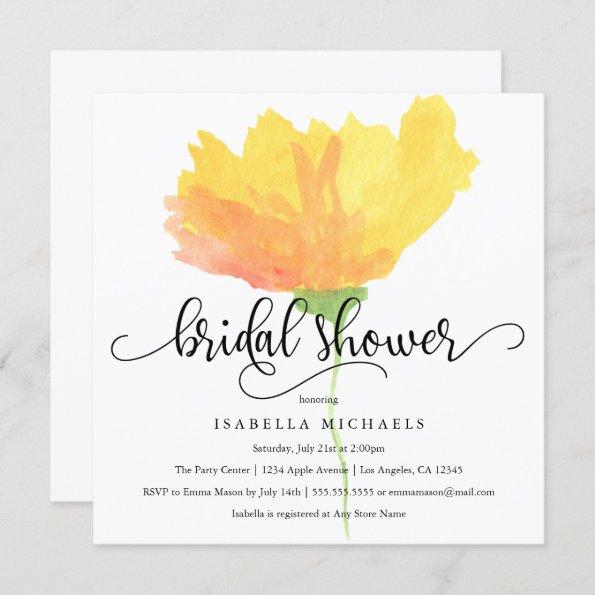 Yellow Floral Watercolor | Bridal Shower Invite