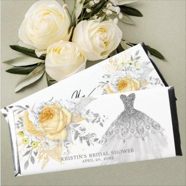 Yellow Floral Wedding Gown Bridal Shower Hershey Bar Favors