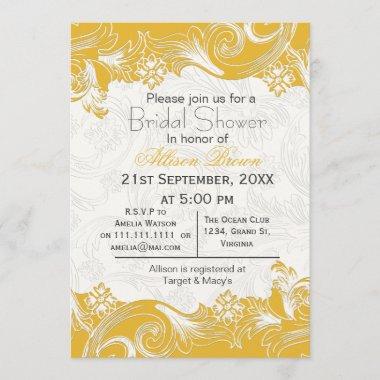 yellow florals spring Bridal shower Invitations