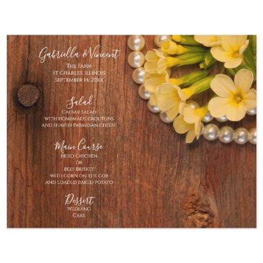 Yellow Flowers and Barn Wood Country Wedding Menu