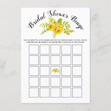 Yellow flowers bridal shower bingo game Invitations