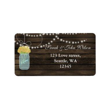 yellow flowers mason jar address label