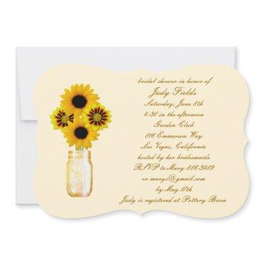 Yellow Flowers Mason Jar Bridal Shower Invitations