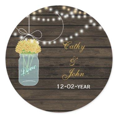 yellow flowers mason jar wedding favor stickers