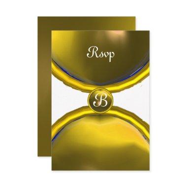 YELLOW GEM GOLD MAGIC RINGS MONOGRAM rsvp Invitations