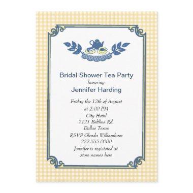 Yellow Gingham Bridal Shower Tea Party Invitations