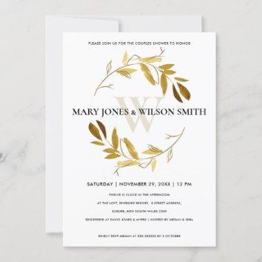 YELLOW GOLD FOLIAGE WREATH COUPLES SHOWER Invitations