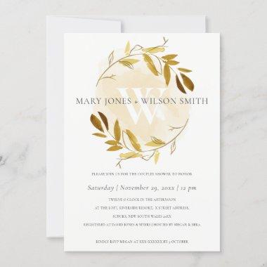 YELLOW GOLD FOLIAGE WREATH COUPLES SHOWER Invitations