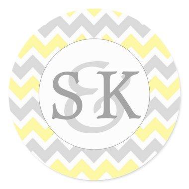 Yellow Gray Monogram Wedding envelope seals