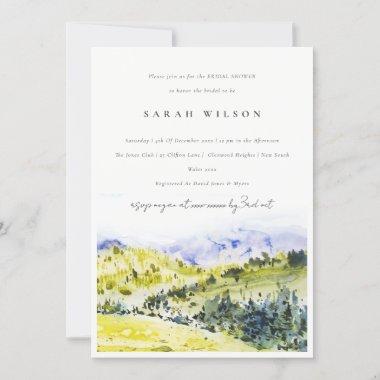 Yellow Green Countryside Hills Bridal Shower Invitations