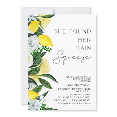 Yellow Green Lemon Main Squeeze Bridal Shower Invitations