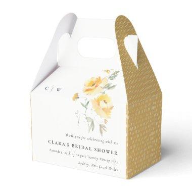 Yellow Green Watercolor Rose Flower Bridal Shower Favor Boxes