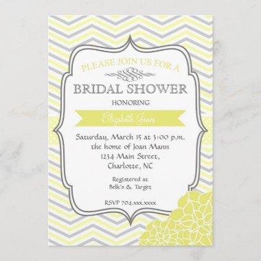 Yellow & Grey Vintage Bridal shower Invitations
