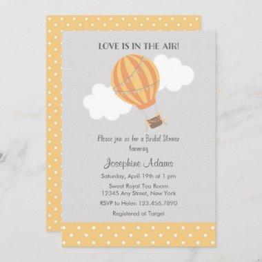 Yellow Hot Air Balloon Bridal Shower Invitations