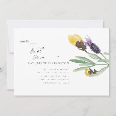 Yellow & Lavender Floral Bridal Shower Invitations