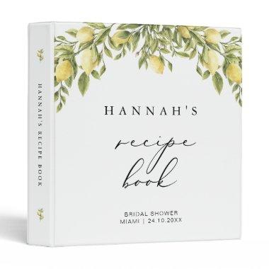 Yellow Lemon amalfi  Recipe 3 Ring Binder