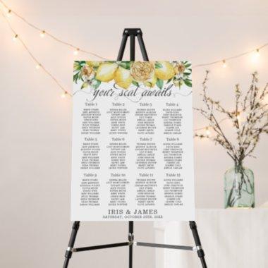 Yellow Lemon Greenery Floral Wedding Seating Chart Foam Board