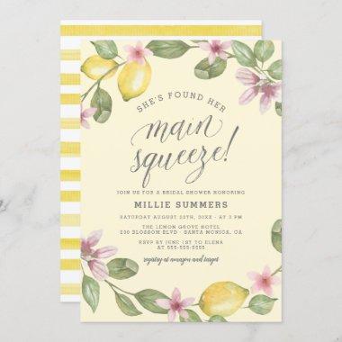 Yellow | Lemon Wreath Main Squeeze Bridal Shower Invitations
