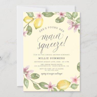 Yellow | Lemon Wreath Main Squeeze Bridal Shower Magnetic Invitations
