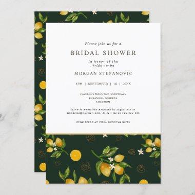 Yellow lemons and greenery bridal shower Invitations