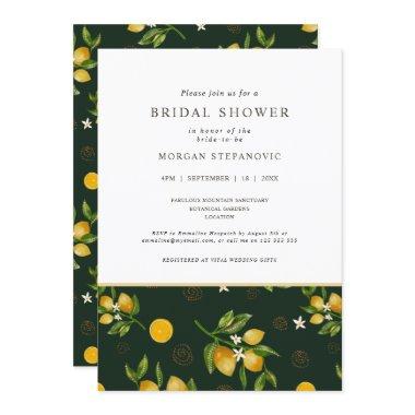 Yellow lemons and greenery bridal shower Invitations