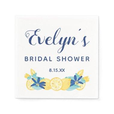 Yellow Lemons Mint Green and Blue  Napkins