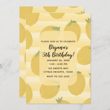 Yellow Lemons Summer Fruit Bright Birthday Party Invitations