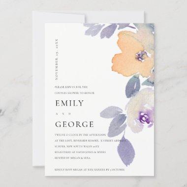 YELLOW LILAC PURPLE ROSE FLORAL COUPLE SHOWER Invitations