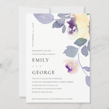 YELLOW LILAC PURPLE ROSE FLORAL COUPLE SHOWER Invitations