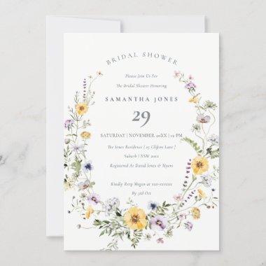 Yellow Lilac Wildflower Bridal Shower Invite