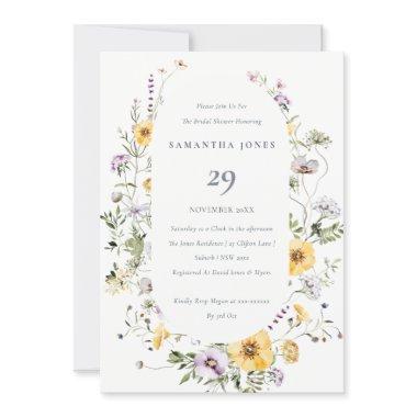 Yellow Lilac Wildflower Frame Bridal Shower Invite