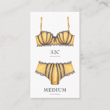 Yellow Lingerie Size Insert Card