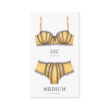 Yellow Lingerie Size Insert Card