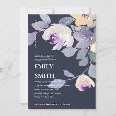 YELLOW NAVY LILAC FLORAL BRIDAL SHOWER INVITE