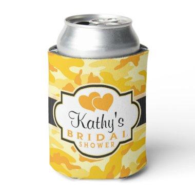 Yellow Orange Camo, Camouflage Bridal Shower Can Cooler