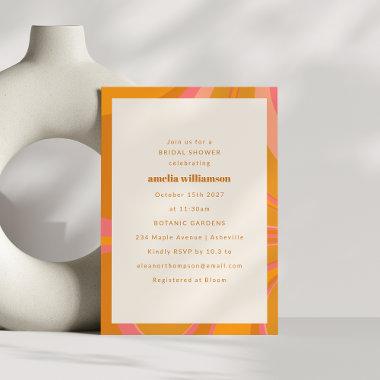 Yellow Orange Pink Abstract Marble Bridal Shower Invitations