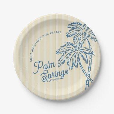 Yellow Palm Spring Pastel Beach Party Paper Plates