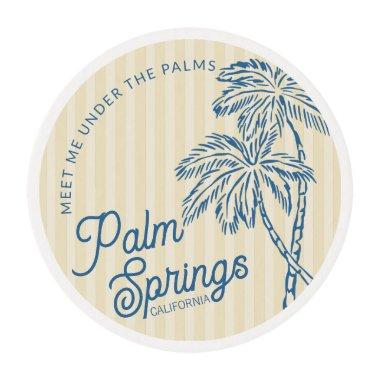Yellow Palm Springs Pastel Beach Party Favors Edible Frosting Rounds