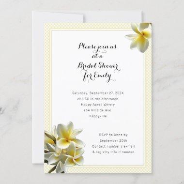 Yellow Plumeria Bridal Shower Invitations