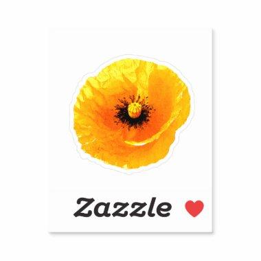 Yellow Poppy Custom Blank Floral Wedding Birthday Sticker