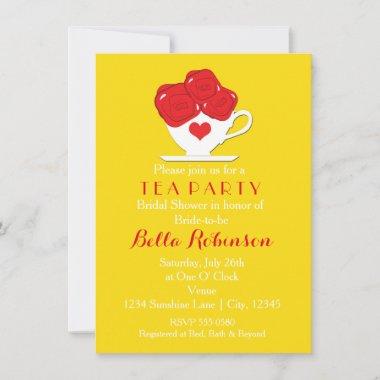 Yellow Queen of Hearts Tea + Red Roses Invitations