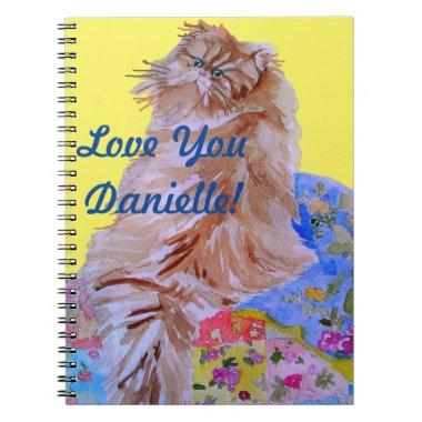 Yellow Quilt Fluffy Cat cats girls name Notebook