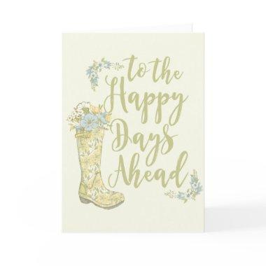 Yellow Rain Boot Bridal Shower Greeting Invitations