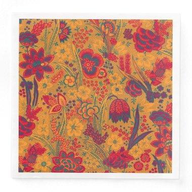 YELLOW RED BLUE WILD FLOWERS TULIPS,LEAVES FLORAL PAPER DINNER NAPKINS