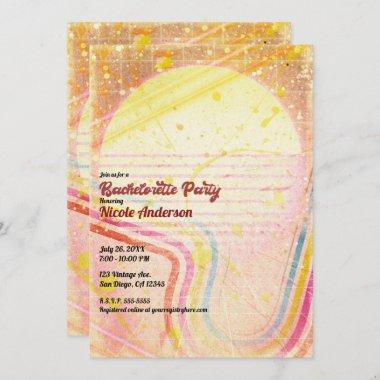 Yellow Retro Vintage 80's Theme Bachelorette Party Invitations