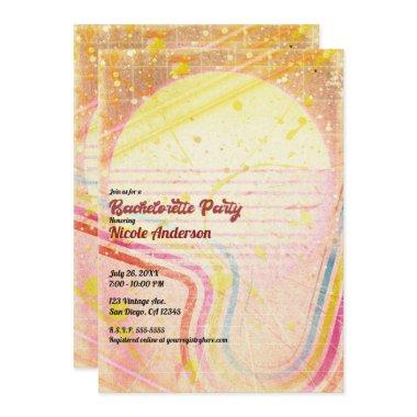 Yellow Retro Vintage 80's Theme Bachelorette Party Invitations