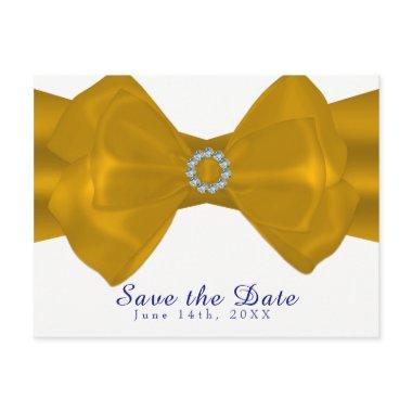 Yellow Ribbon Bow & Diamonds Elegant Save the Date Announcement PostInvitations