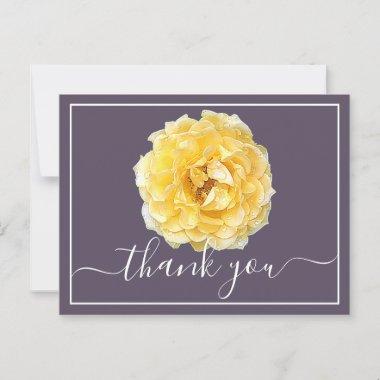 Yellow Rose And Dew Drops Mauve Backdrop Thank You PostInvitations